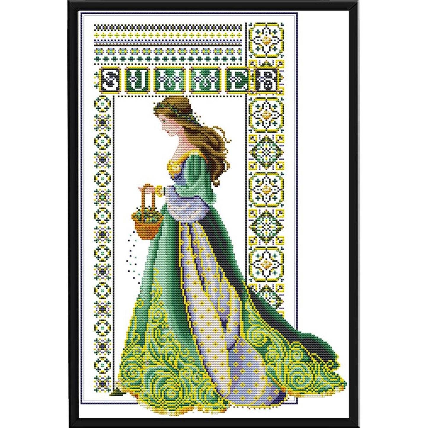 Summer Angel - Partial 14CT Stamped Cross Stitch 36x52CM - Joy Sunday Backstitch