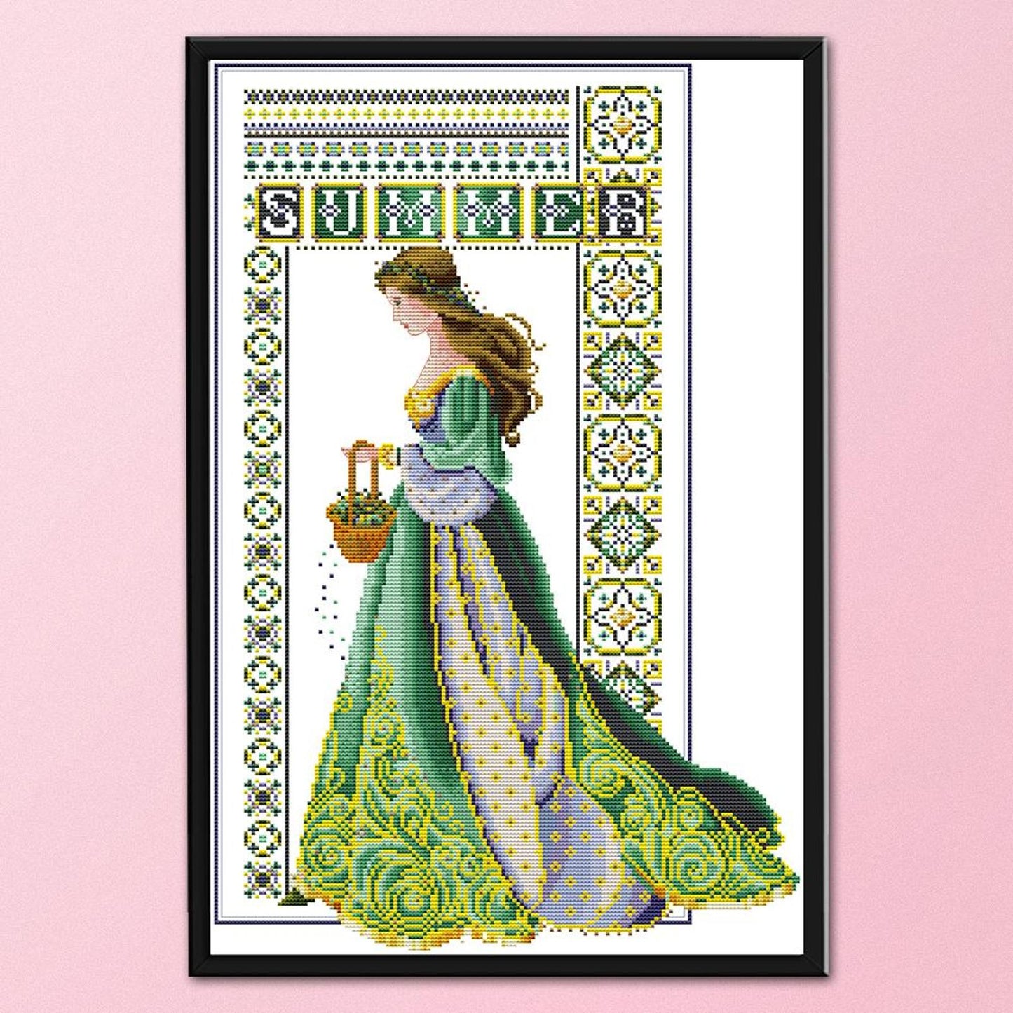 Summer Angel - Partial 14CT Stamped Cross Stitch 36x52CM - Joy Sunday Backstitch