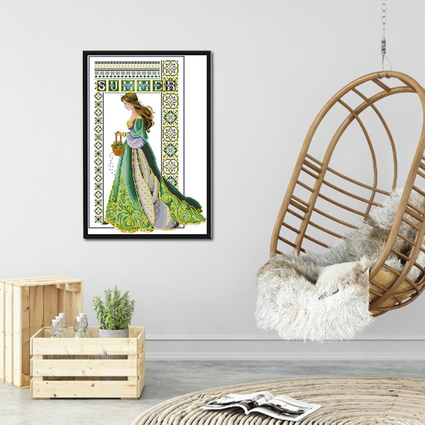 Summer Angel - Partial 14CT Stamped Cross Stitch 36x52CM - Joy Sunday Backstitch