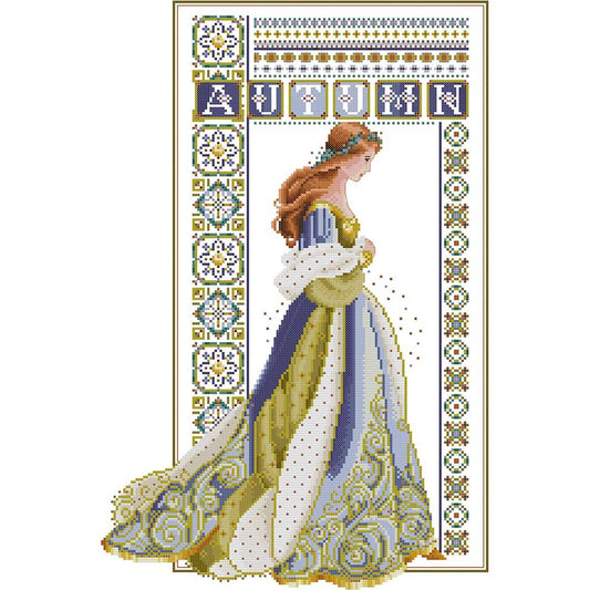 Autumn Angel - Partial 14CT Stamped Cross Stitch 36x52CM - Joy Sunday Backstitch