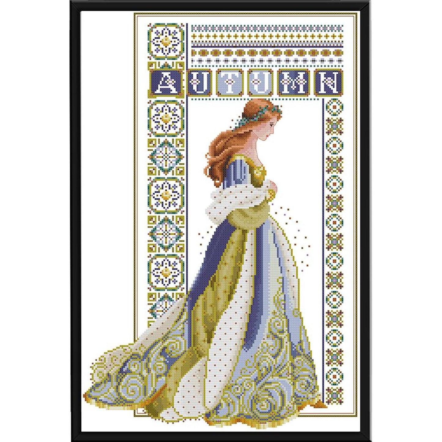 Autumn Angel - Partial 14CT Stamped Cross Stitch 36x52CM - Joy Sunday Backstitch