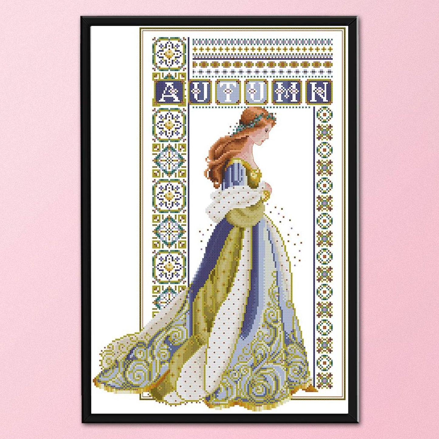 Autumn Angel - Partial 14CT Stamped Cross Stitch 36x52CM - Joy Sunday Backstitch