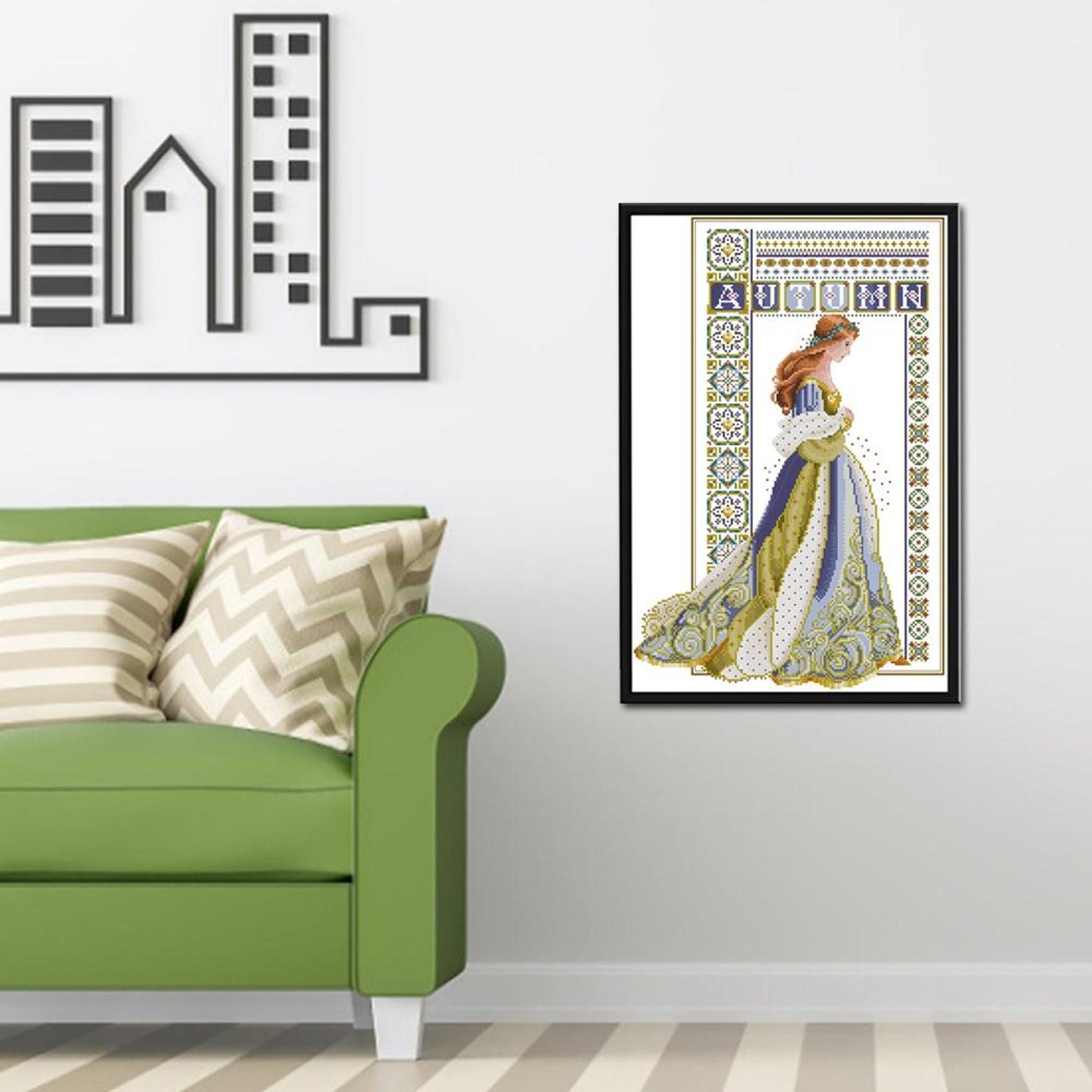 Autumn Angel - Partial 14CT Stamped Cross Stitch 36x52CM - Joy Sunday Backstitch