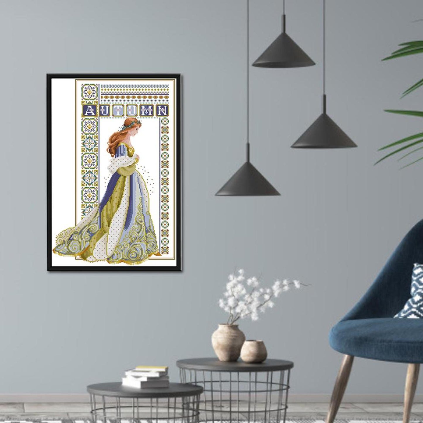Autumn Angel - Partial 14CT Stamped Cross Stitch 36x52CM - Joy Sunday Backstitch