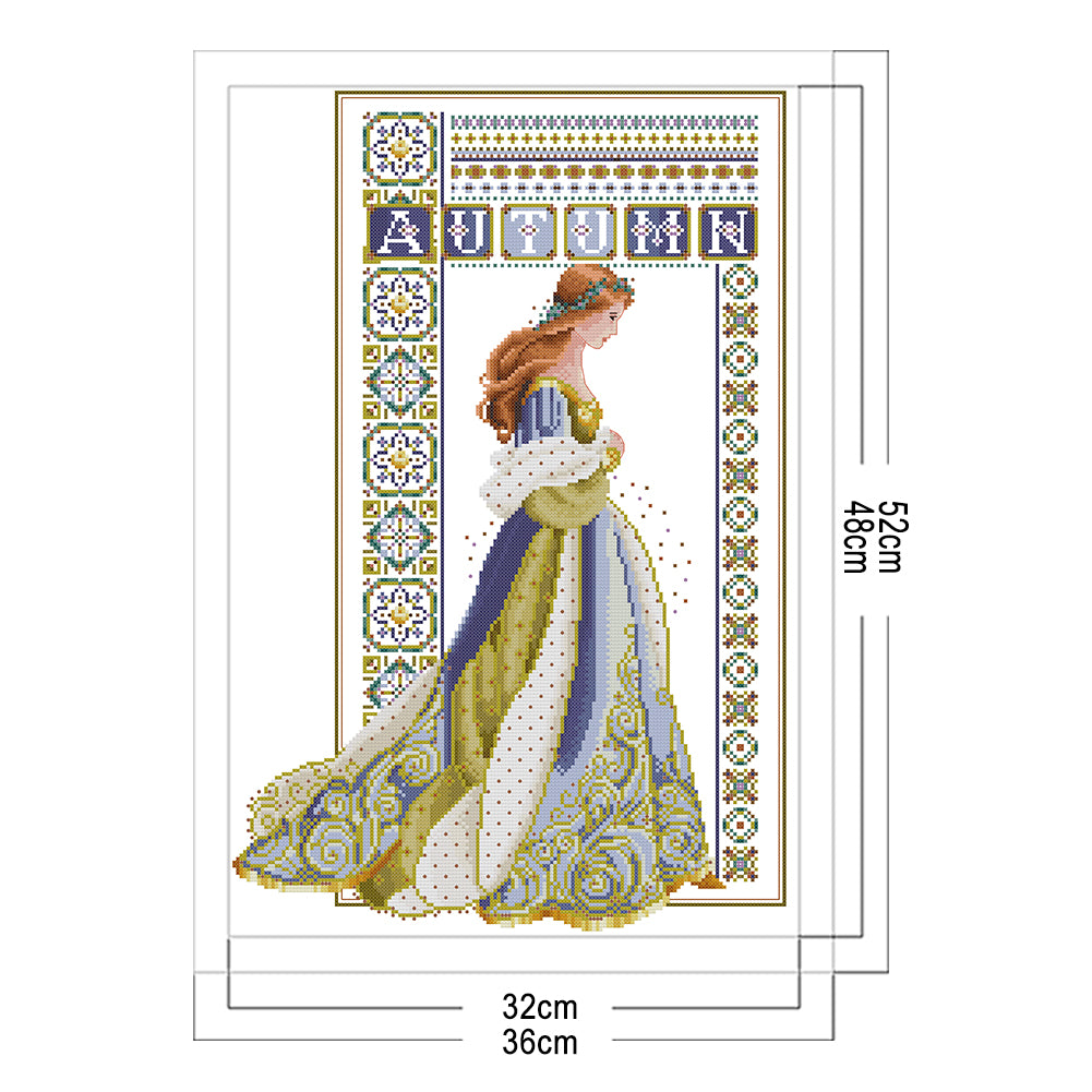 Autumn Angel - Partial 14CT Stamped Cross Stitch 36x52CM - Joy Sunday Backstitch