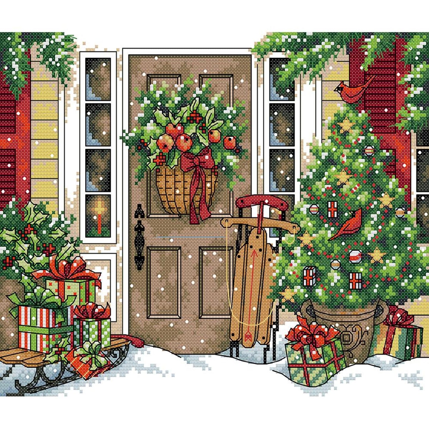 Welcoming Christmas - Partial 14CT Stamped Cross Stitch 33x28CM - Joy Sunday Backstitch