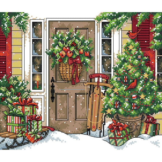 Welcoming Christmas - Partial 14CT Stamped Cross Stitch 33x28CM - Joy Sunday Backstitch