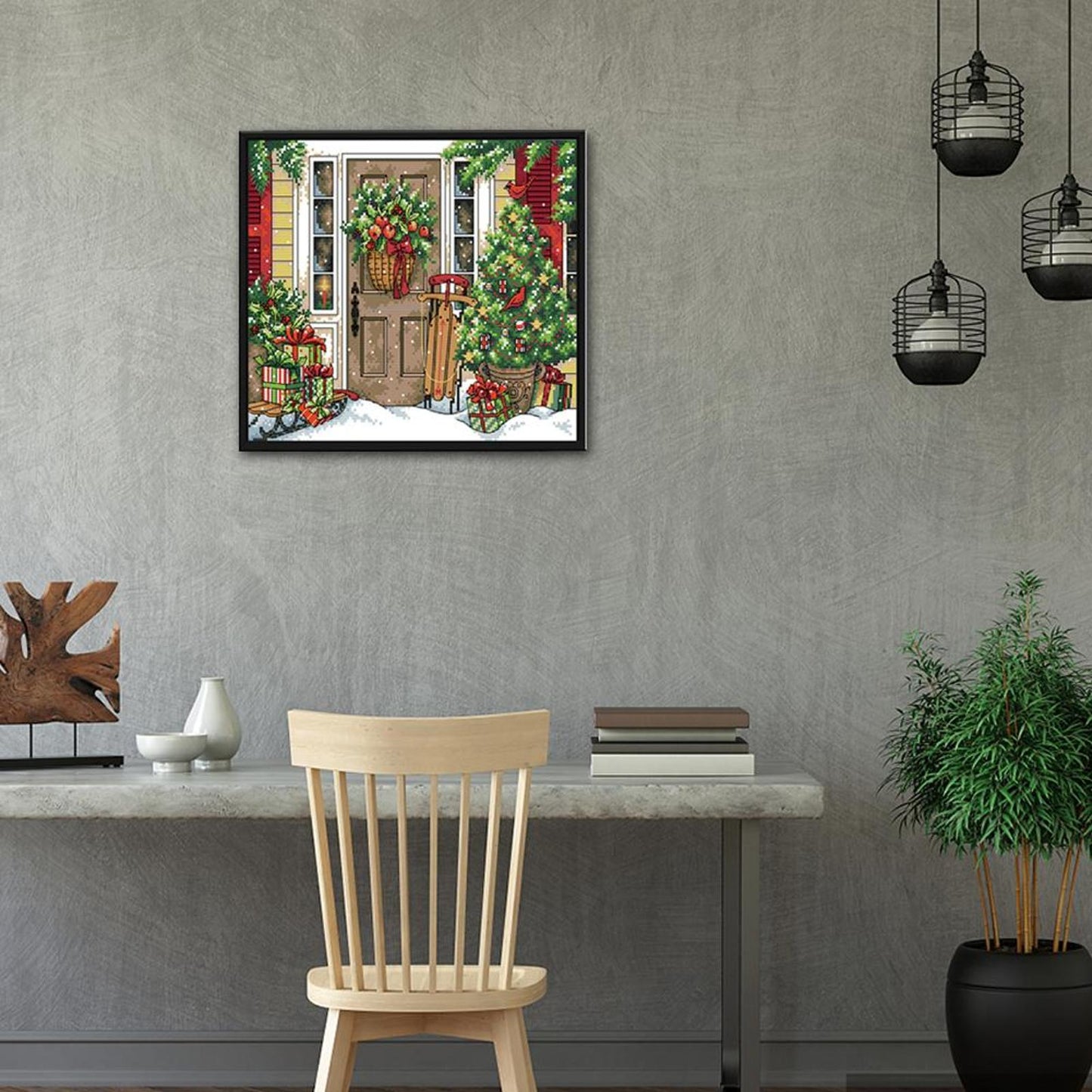 Welcoming Christmas - Partial 14CT Stamped Cross Stitch 33x28CM - Joy Sunday Backstitch