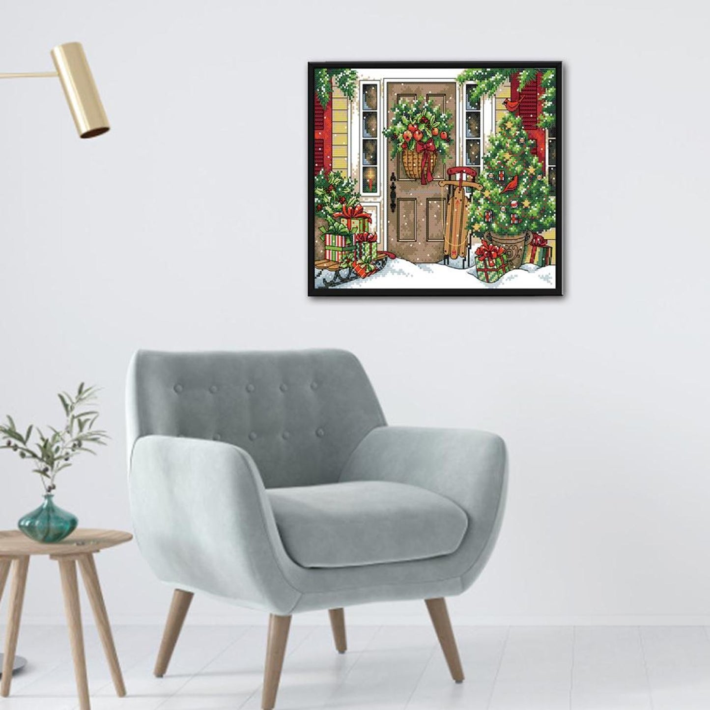 Welcoming Christmas - Partial 14CT Stamped Cross Stitch 33x28CM - Joy Sunday Backstitch