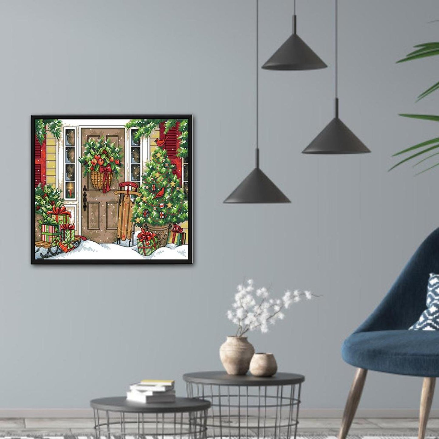 Welcoming Christmas - Partial 14CT Stamped Cross Stitch 33x28CM - Joy Sunday Backstitch