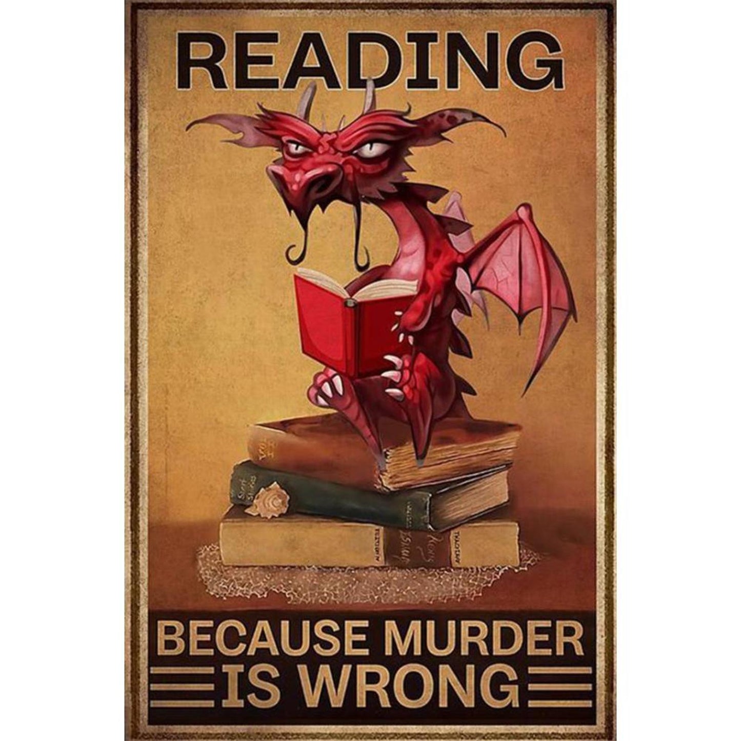 Reading Dragon - Full 11CT Stamped Cross Stitch 40x58CM - Diy