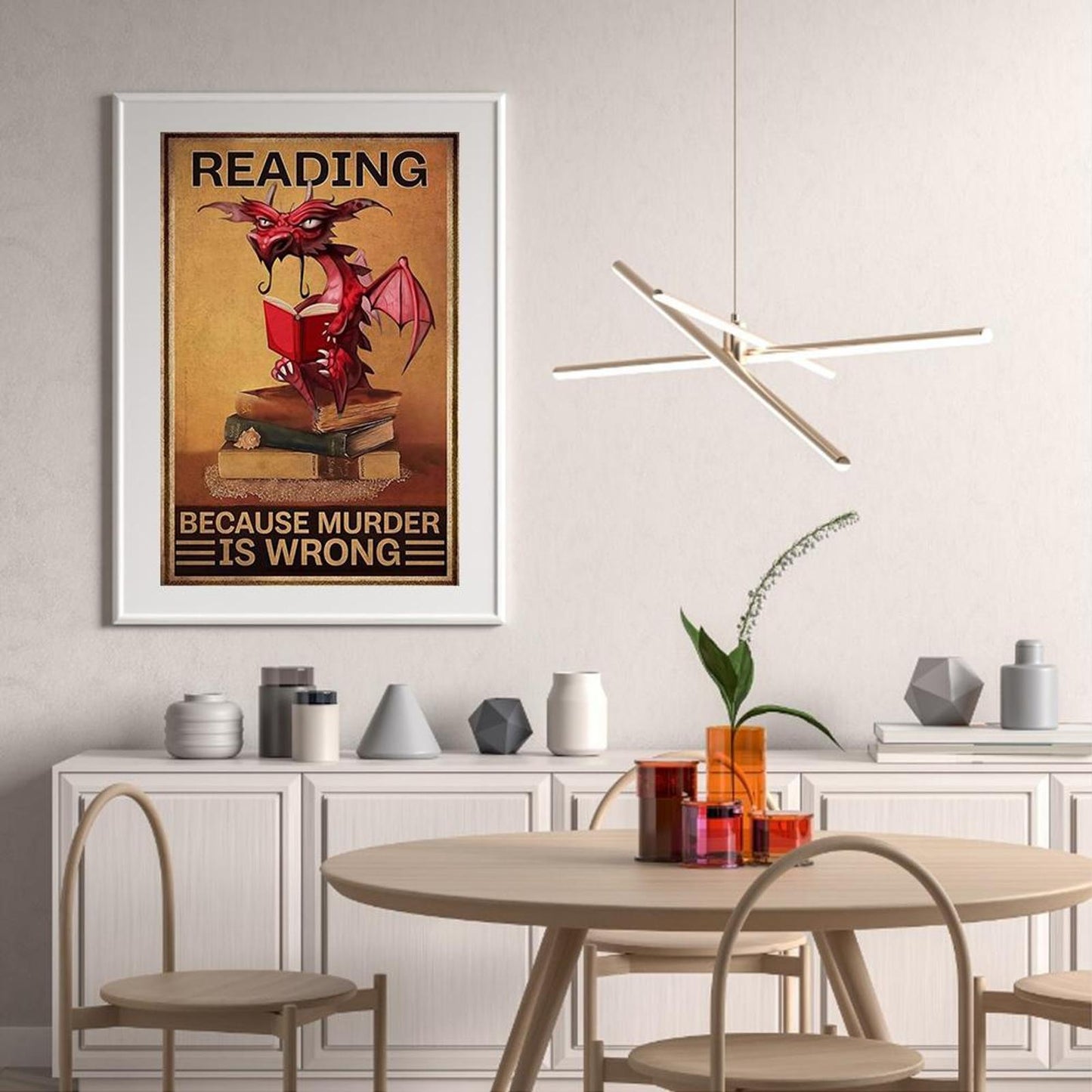 Reading Dragon - Full 11CT Stamped Cross Stitch 40x58CM - Diy