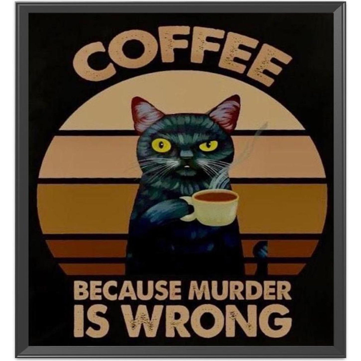 Cat Drinking Coffee - Full 11CT Stamped Cross Stitch 30x35CM - Diy