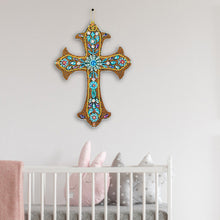 Load image into Gallery viewer, DIY Diamond Painting Cross Pendant Acrylic Hanging Wall Home Decor
