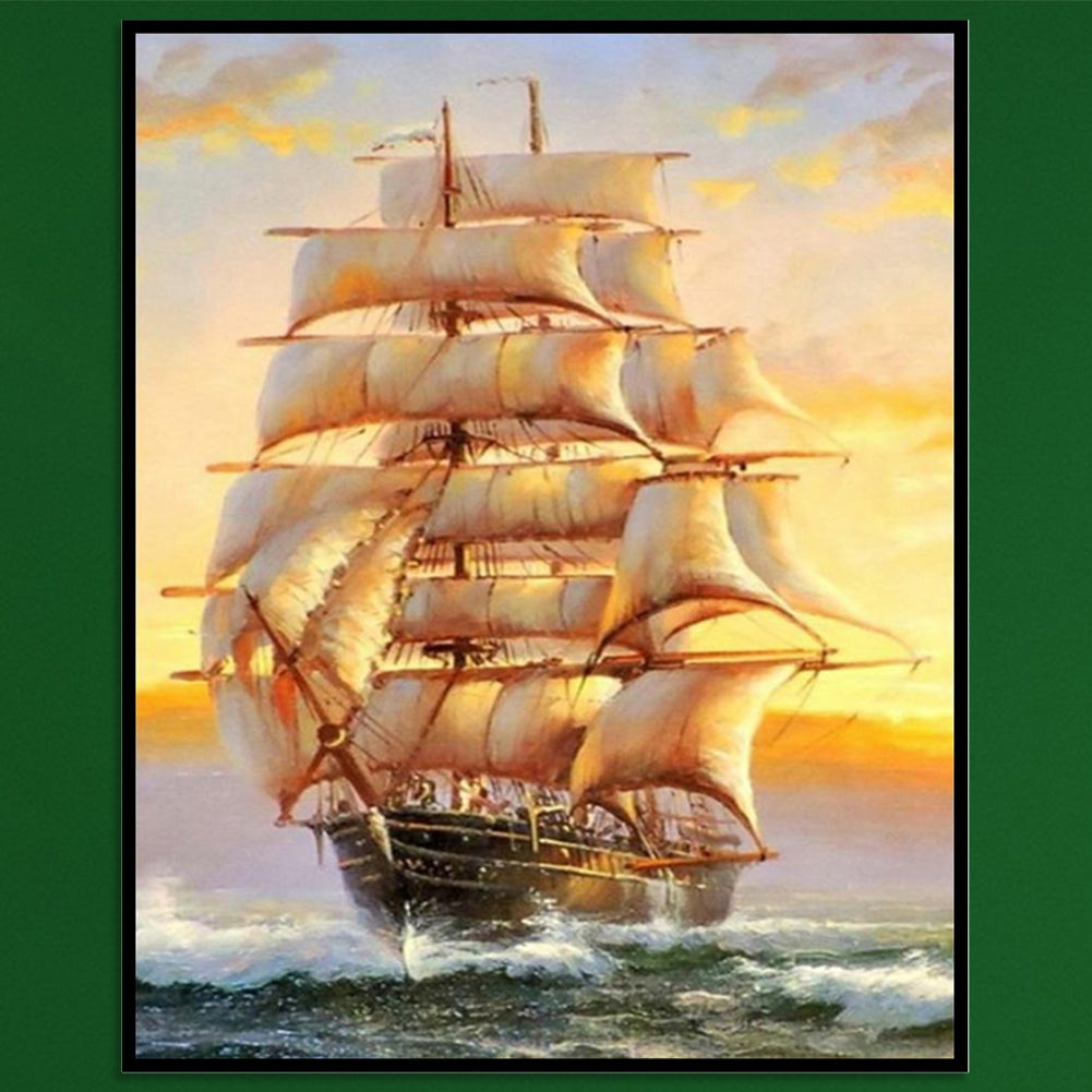 Sailboat - Full 11CT Stamped Cross Stitch 40x50CM - Diy