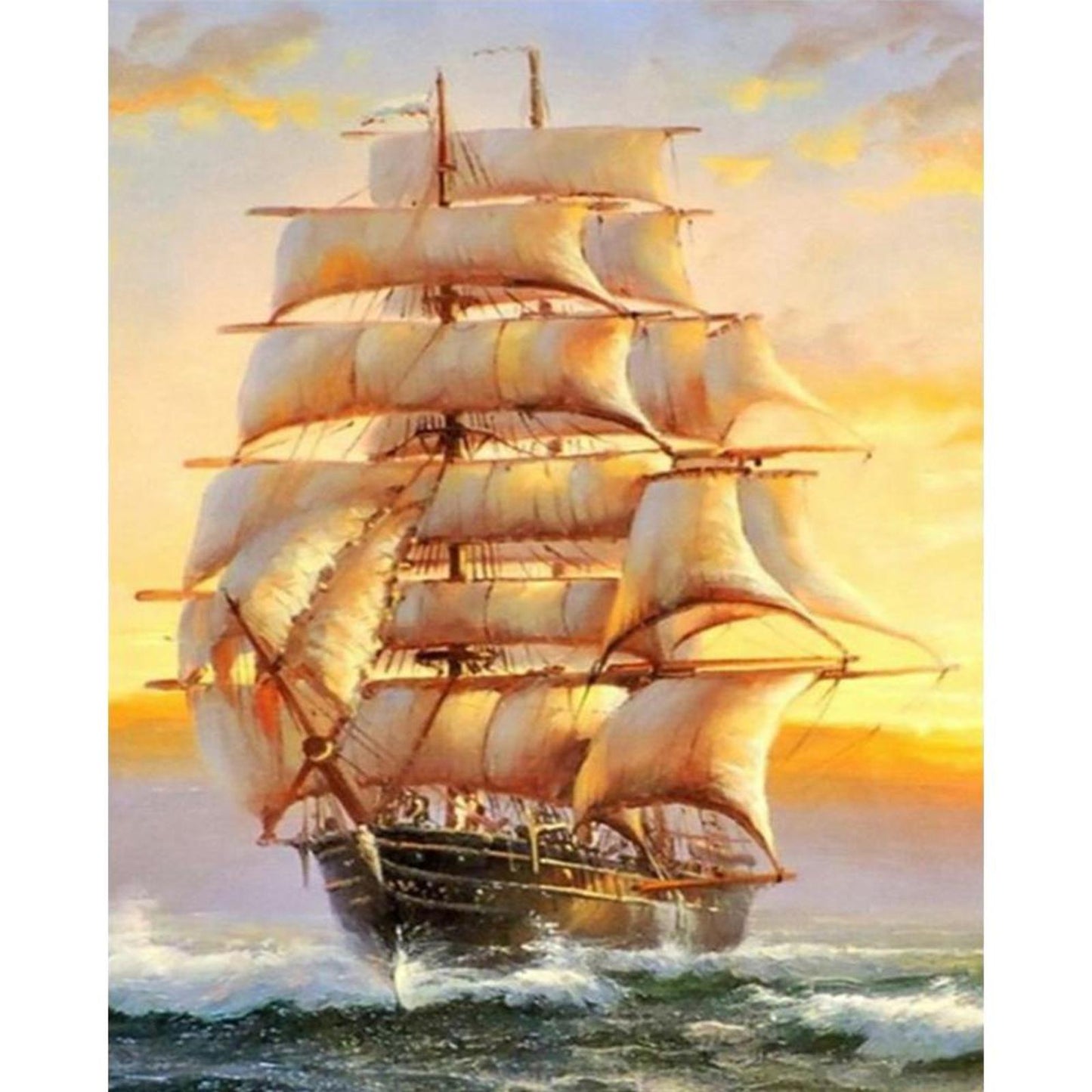 Sailboat - Full 11CT Stamped Cross Stitch 40x50CM - Diy