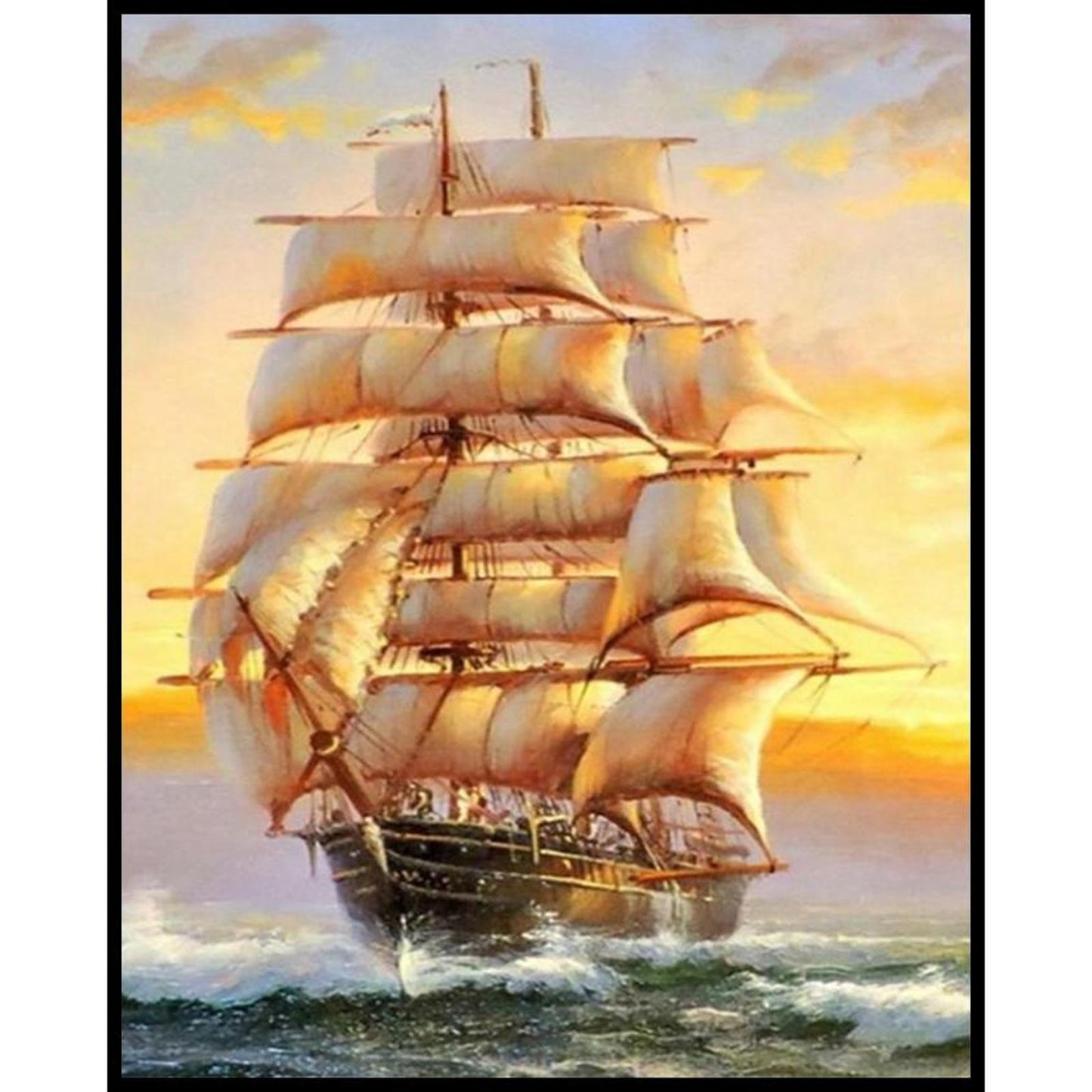 Sailboat - Full 11CT Stamped Cross Stitch 40x50CM - Diy