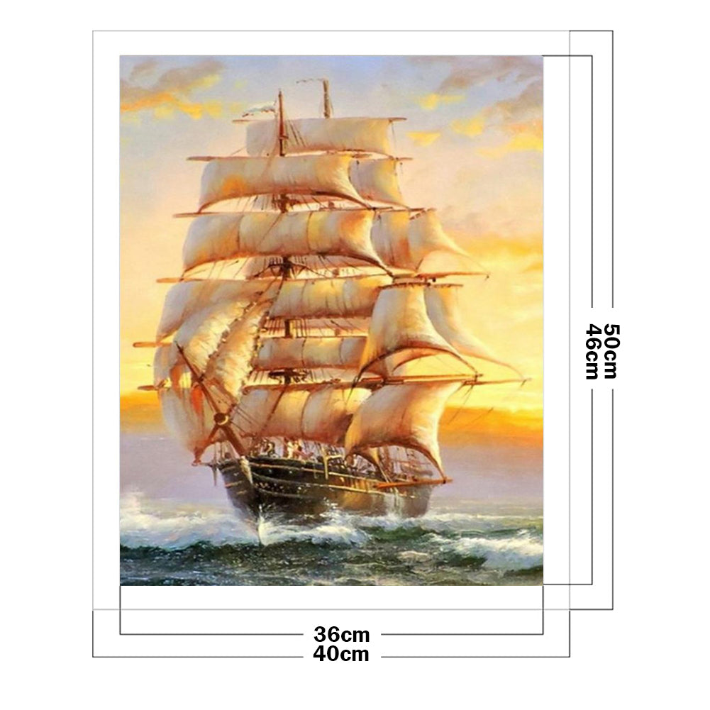 Sailboat - Full 11CT Stamped Cross Stitch 40x50CM - Diy