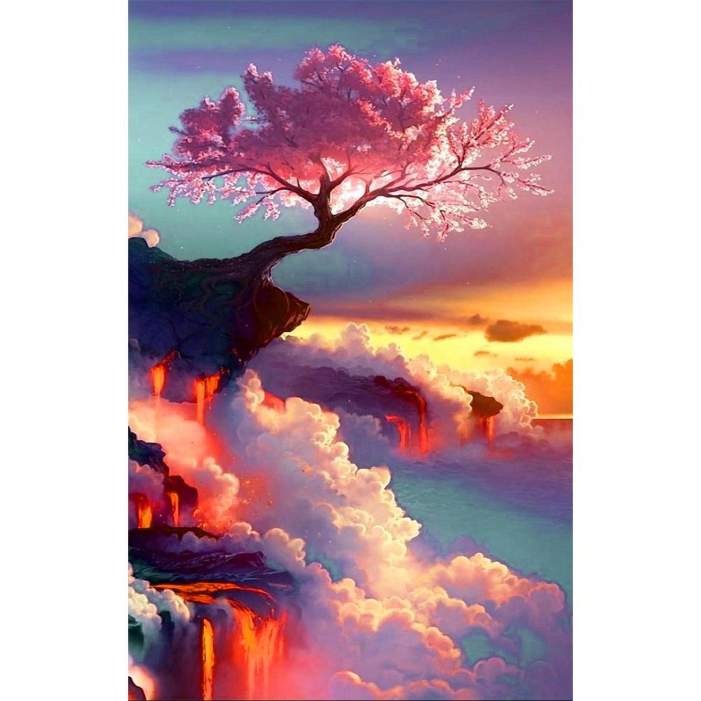 Beautiful Cherry Blossom Tree - Full 11CT Stamped Cross Stitch 40x63CM - Diy
