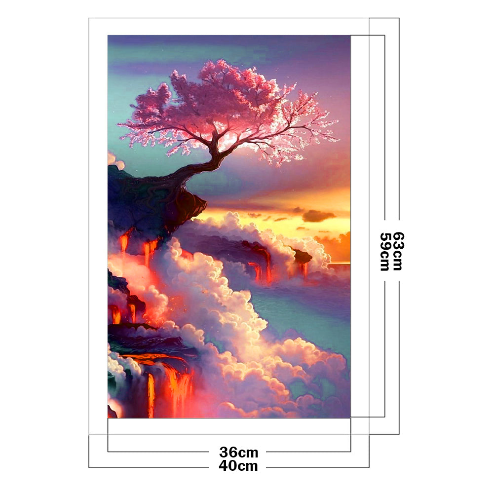 Beautiful Cherry Blossom Tree - Full 11CT Stamped Cross Stitch 40x63CM - Diy