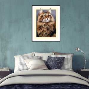 Framed Cat 30*40CM(Canvas) Full Round Drill Diamond Painting