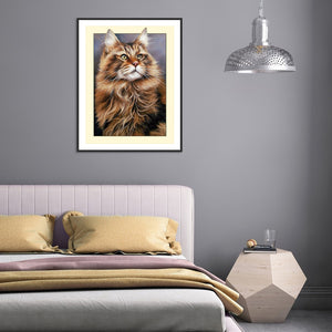 Framed Cat 30*40CM(Canvas) Full Round Drill Diamond Painting
