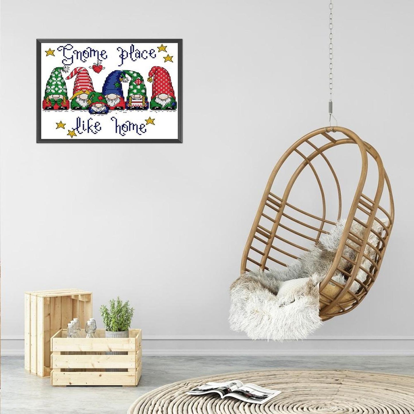 Colorful Christmas Hats - Partial 14CT Stamped Cross Stitch 28x22CM - Joy Sunday Backstitch