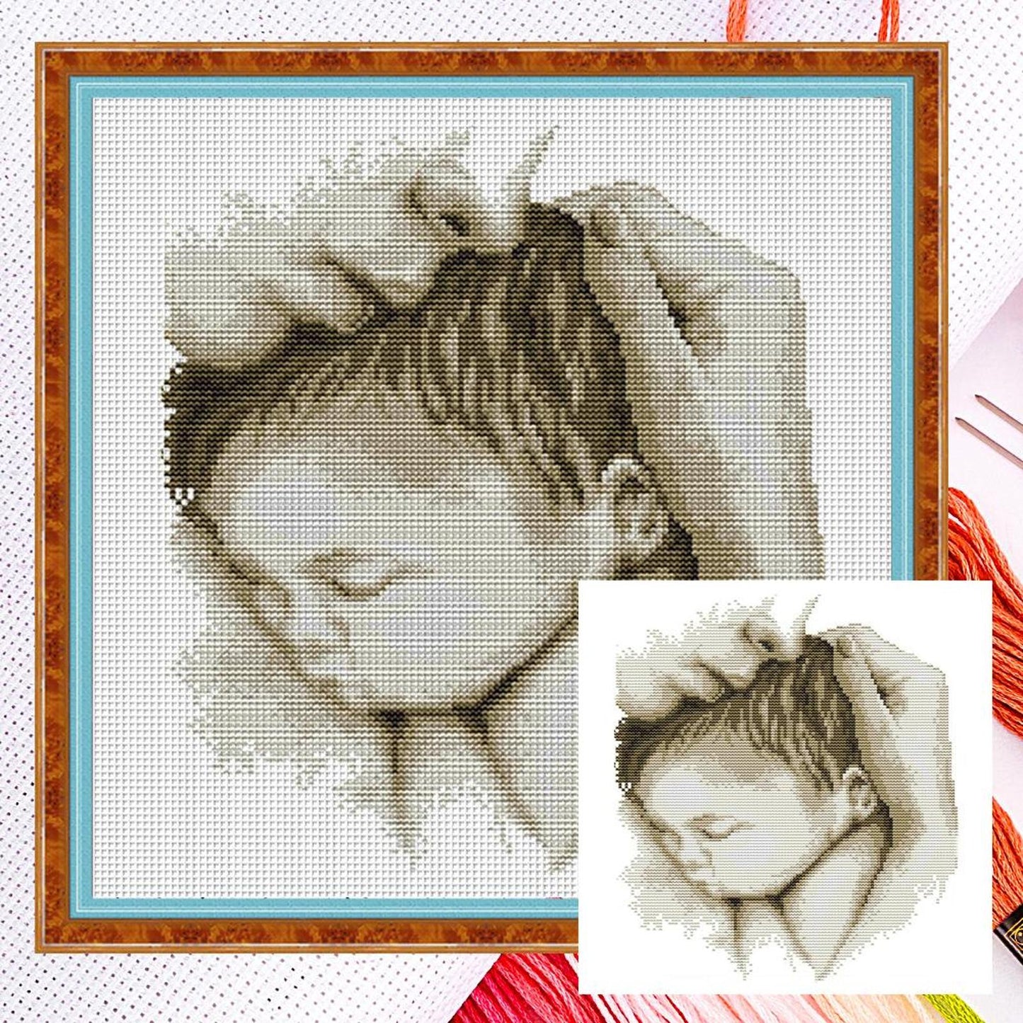 Mother'S Day Embrace - Partial 14CT Counted Cross Stitch 28x31CM - Joy Sunday