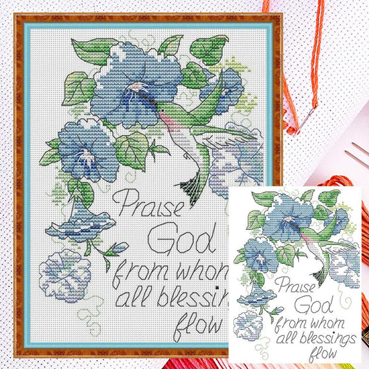 Praise God - Partial 11CT Counted Cross Stitch 22x28CM - Joy Sunday Backstitch