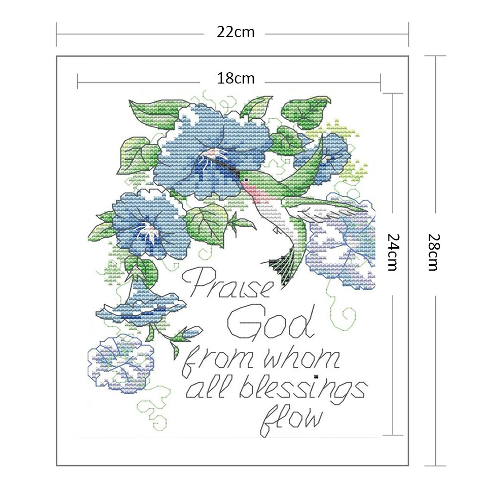 Praise God - Partial 11CT Counted Cross Stitch 22x28CM - Joy Sunday Backstitch