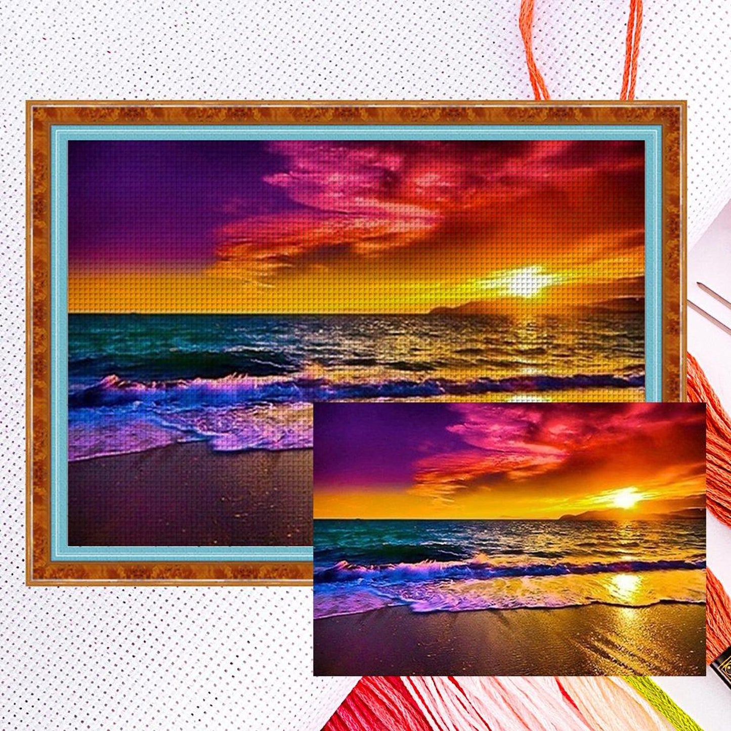 Sunset By The Sea - Full 11CT Counted Cross Stitch 46x36CM - Diy