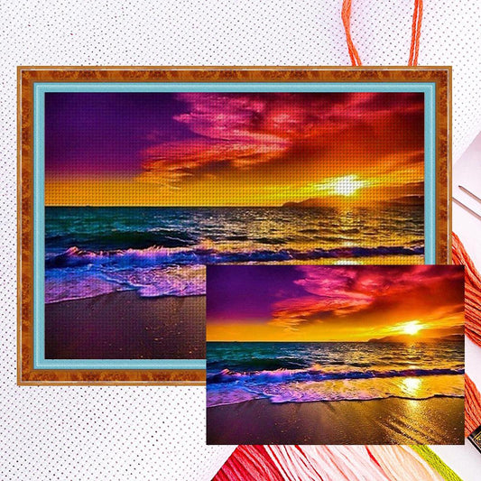 Sunset By The Sea - Full 11CT Counted Cross Stitch 46x36CM - Diy