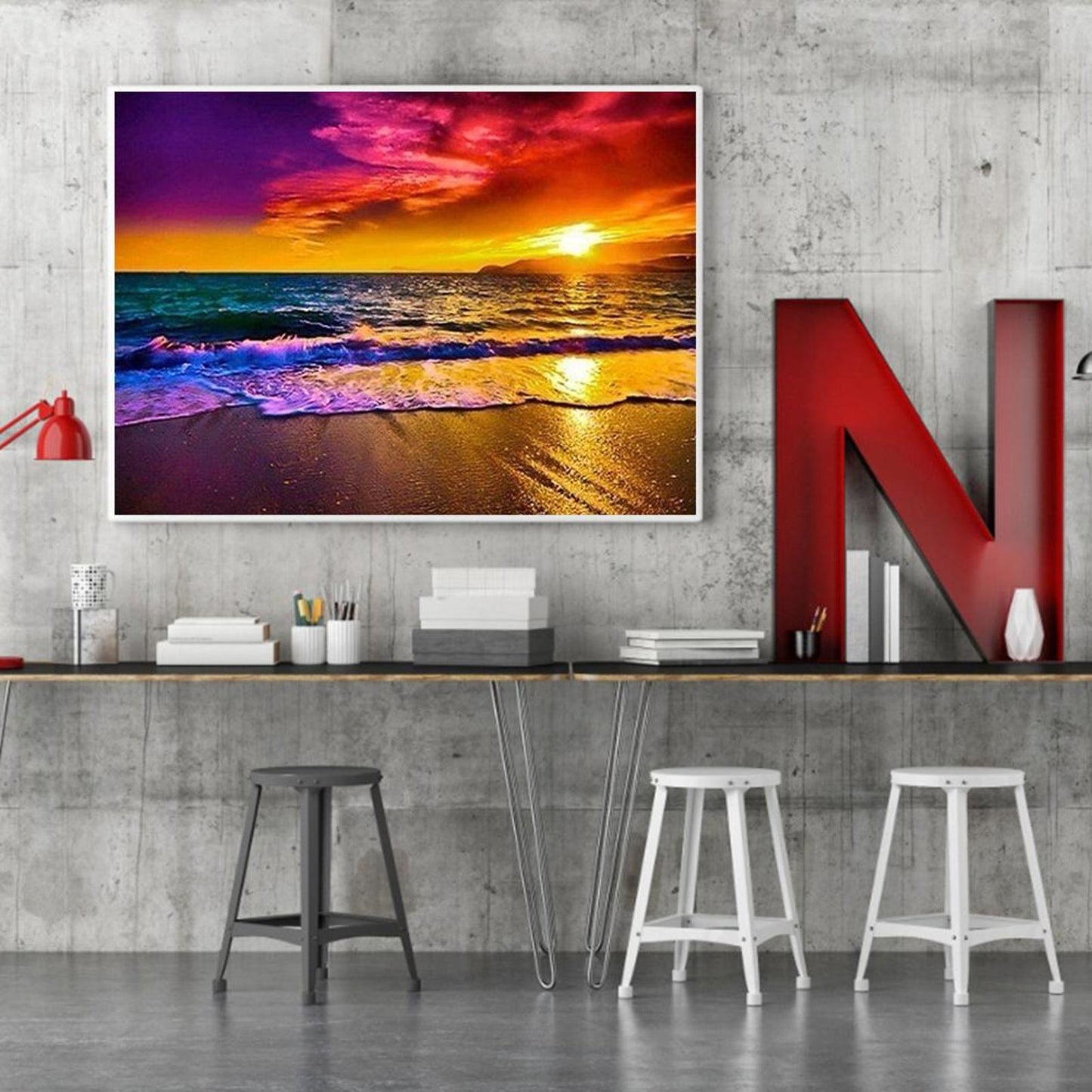 Sunset By The Sea - Full 11CT Counted Cross Stitch 46x36CM - Diy