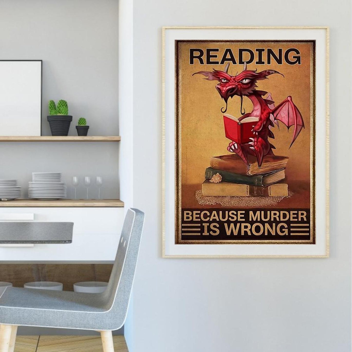 Pterosaur Reading - Full 11CT Counted Cross Stitch 40x58CM - Diy