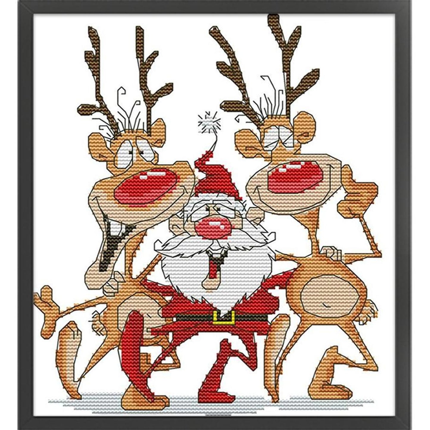 Santa Claus And Reindeer - Partial 14CT Counted Cross Stitch 26x28CM - Joy Sunday Backstitch