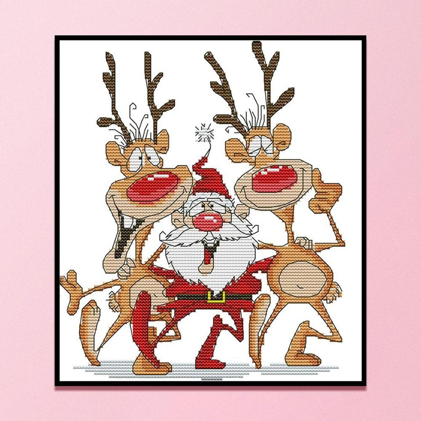 Santa Claus And Reindeer - Partial 14CT Counted Cross Stitch 26x28CM - Joy Sunday Backstitch