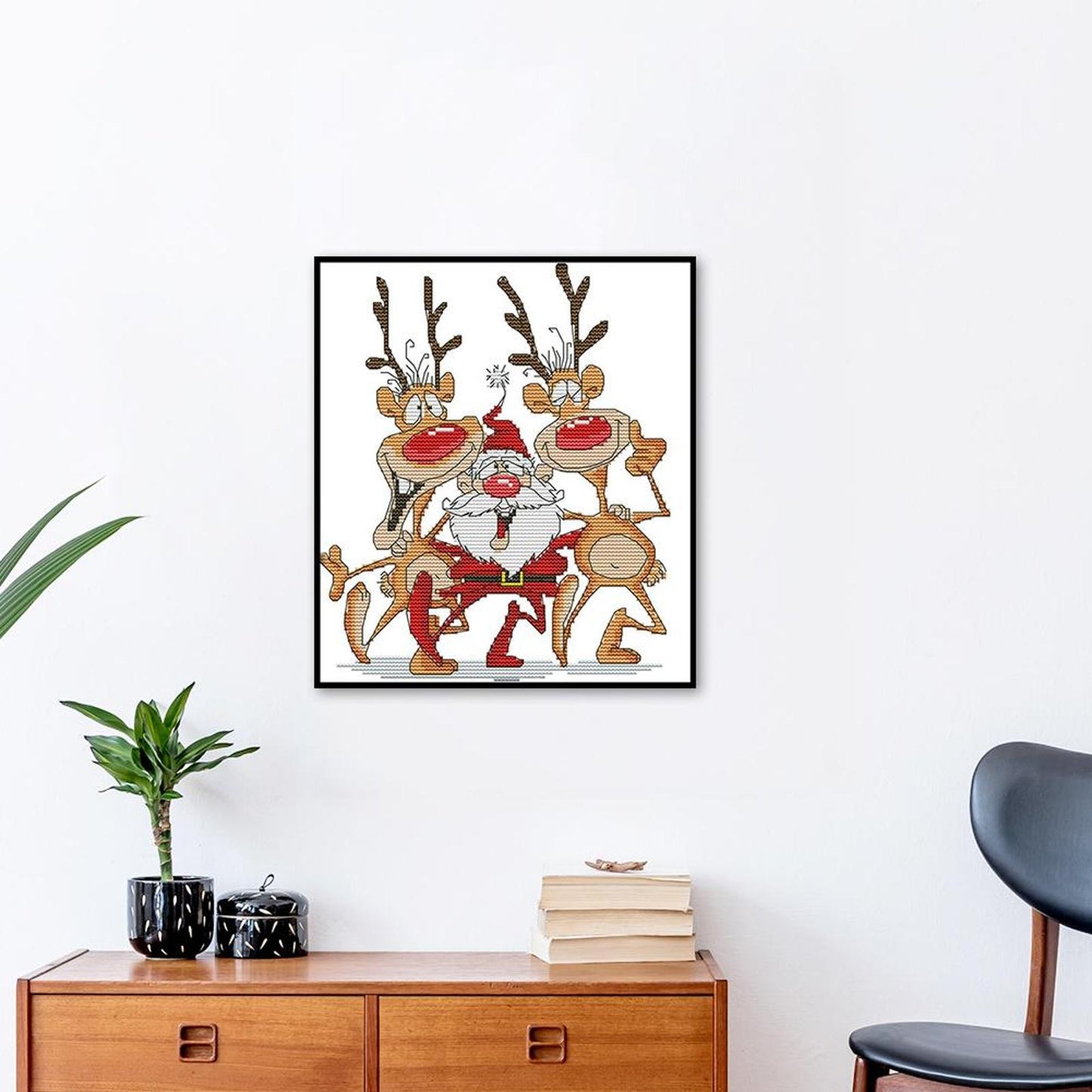 Santa Claus And Reindeer - Partial 14CT Counted Cross Stitch 26x28CM - Joy Sunday Backstitch