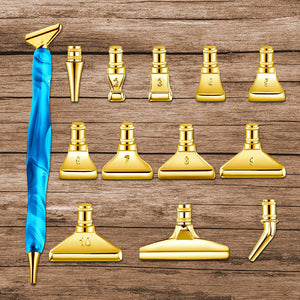 13Pcs 5D Resin Diamond Painting Pen Nibs DIY Craft Point Drill Pens (Gold)