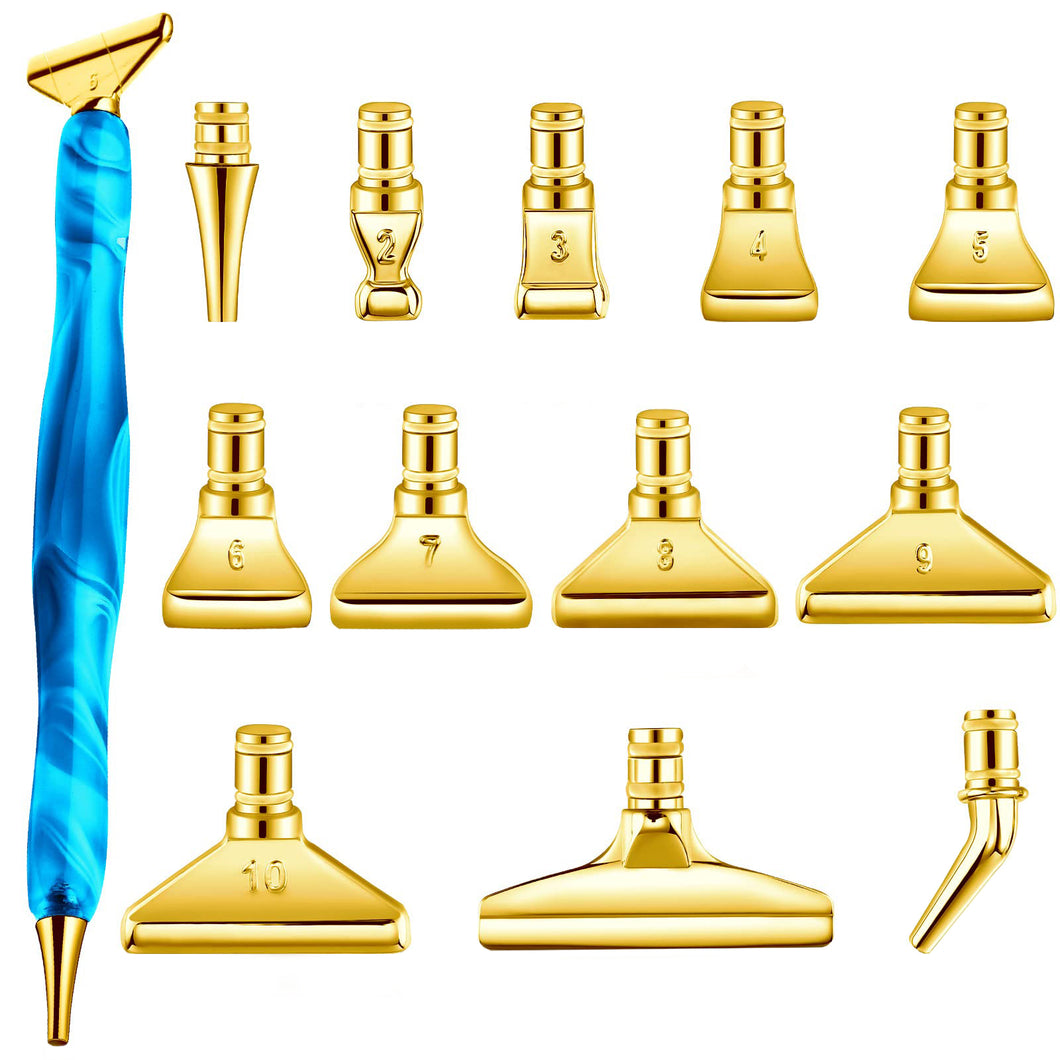 13Pcs 5D Resin Diamond Painting Pen Nibs DIY Craft Point Drill Pens (Gold)
