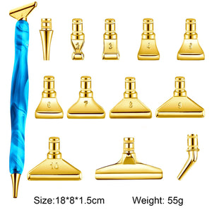 13Pcs 5D Resin Diamond Painting Pen Nibs DIY Craft Point Drill Pens (Gold)