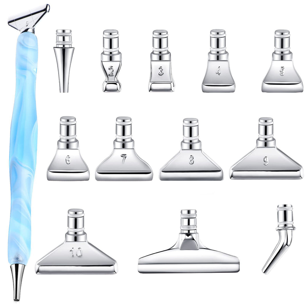 13Pcs 5D Resin Diamond Painting Pen Nibs DIY Craft Point Drill Pens (Silver)