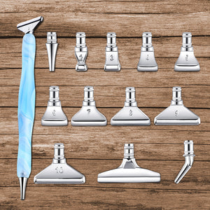 13Pcs 5D Resin Diamond Painting Pen Nibs DIY Craft Point Drill Pens (Silver)