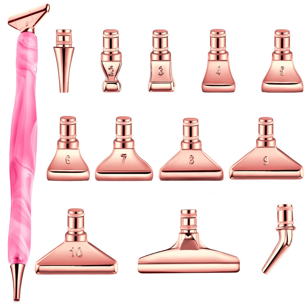 13Pcs 5D Resin Diamond Painting Pen Nib DIY Craft Point Drill Pen (Rose Gold)