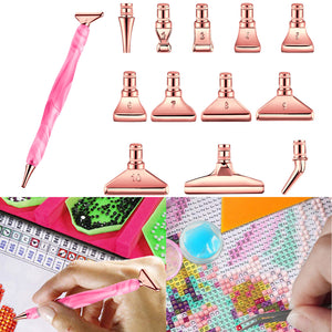13Pcs 5D Resin Diamond Painting Pen Nib DIY Craft Point Drill Pen (Rose Gold)
