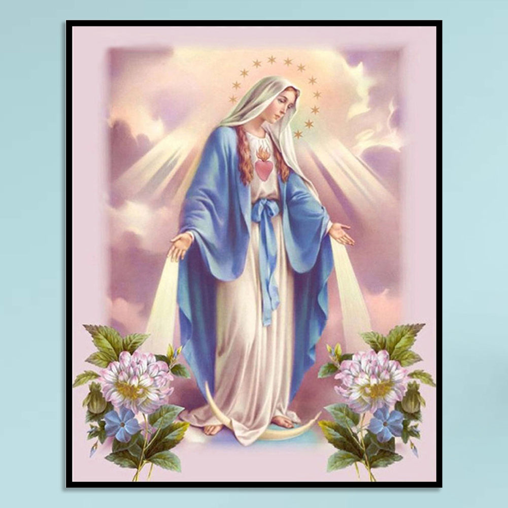 Virgin Mary - Full 11CT Stamped Cross Stitch 40x50CM - Diy