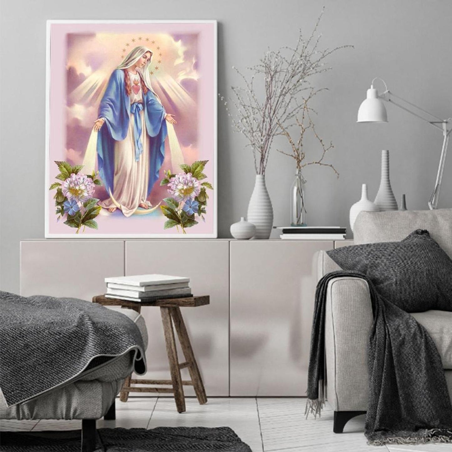 Virgin Mary - Full 11CT Stamped Cross Stitch 40x50CM - Diy