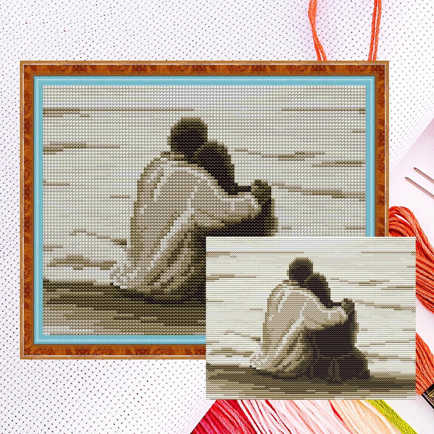 Lovers By The Sea - Full 14CT Counted Cross Stitch 22x19CM - Joy Sunday