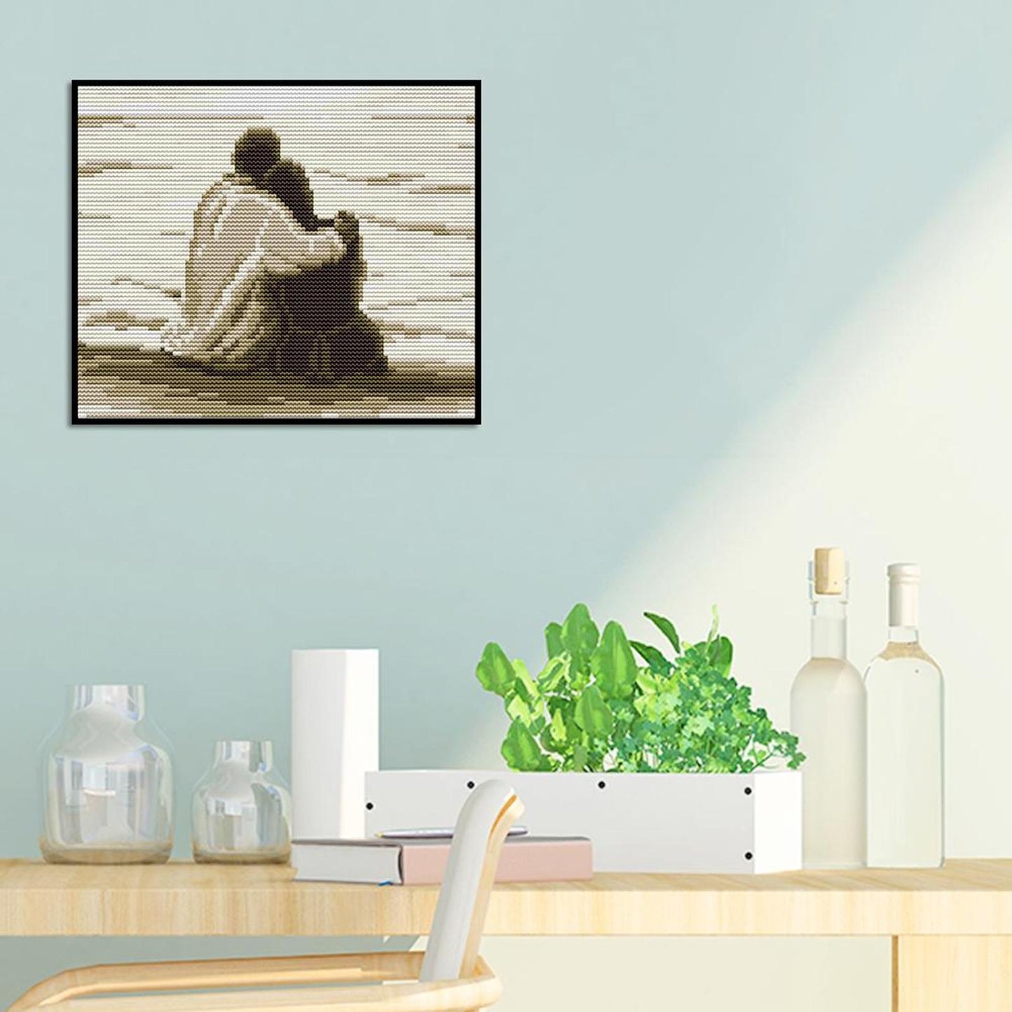 Lovers By The Sea - Full 14CT Counted Cross Stitch 22x19CM - Joy Sunday