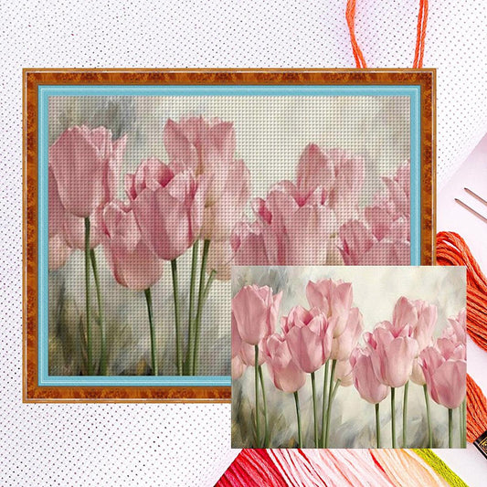 Pink Roses - Full 11CT Counted Cross Stitch 35x50CM - Diy