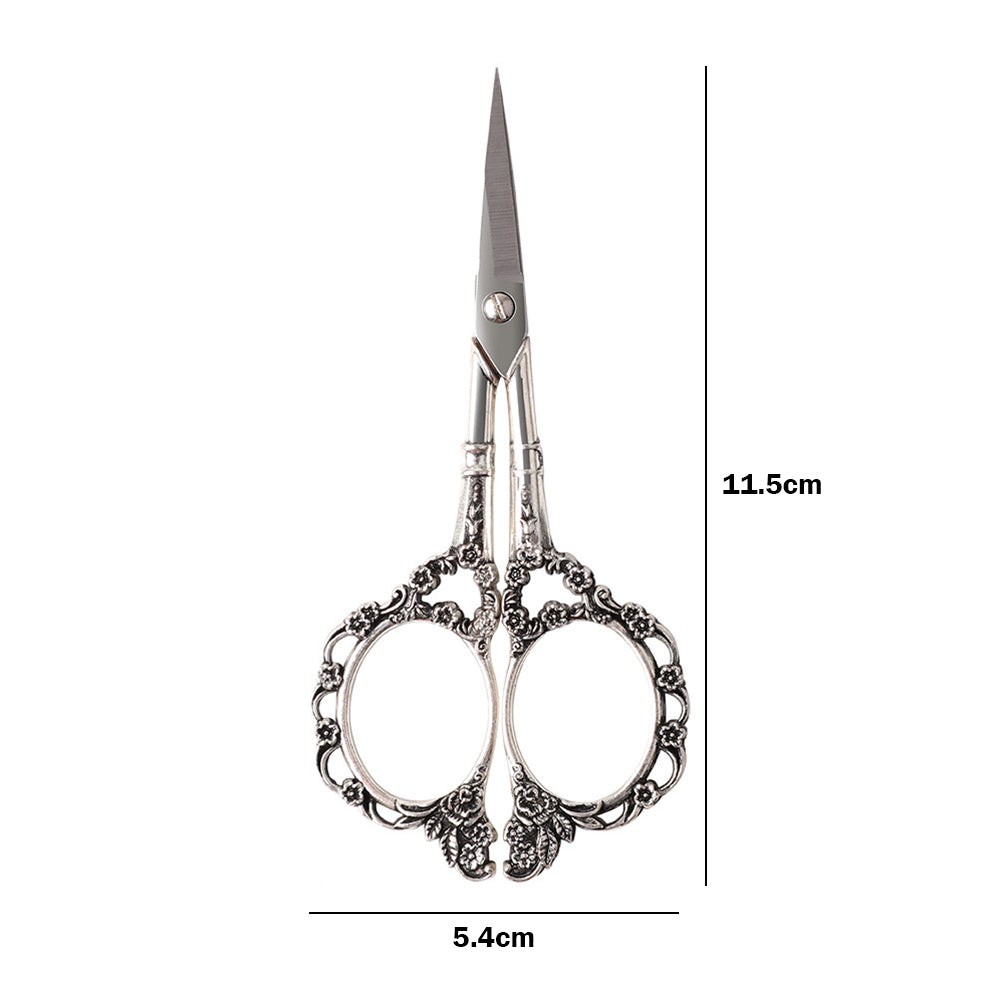 Retro Stainless Steel Tailor Cross Stitch Scissor Sewing Cutter Silver5.4x11.5CM